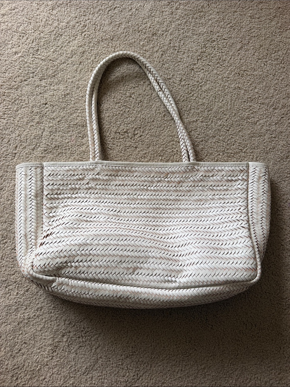 Anthropologie Woven White leather Tote Bag
